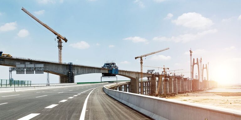 A highway and bridge project under construction