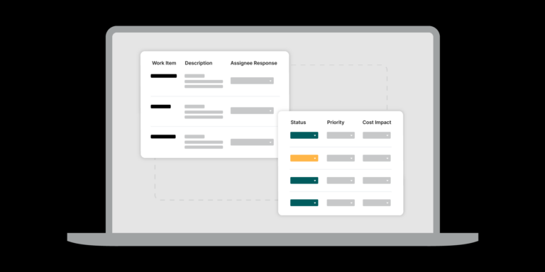 Graphic depicting a punch list template on a laptop