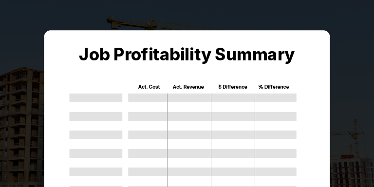 Illustration of a job profitability report summary document