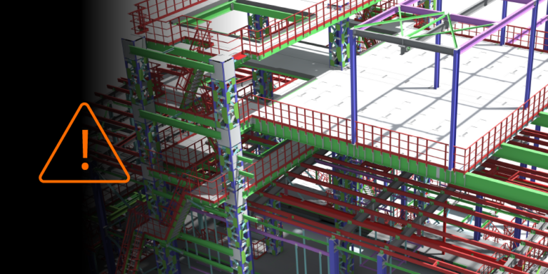 BIM Model with clash detection warning symbol