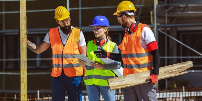 3 construction professionals talking